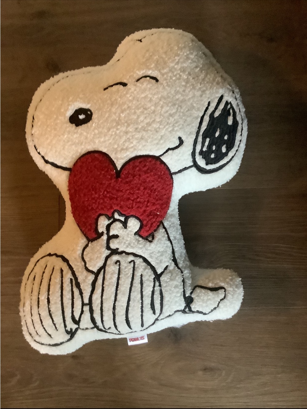 Peanuts Snoopy Hugging Red Heart Plush Accent Pillow